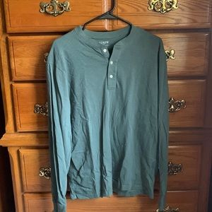 Men’s L J. Crew Factory Dark Eucalyptus Long-Sleeve Henley.